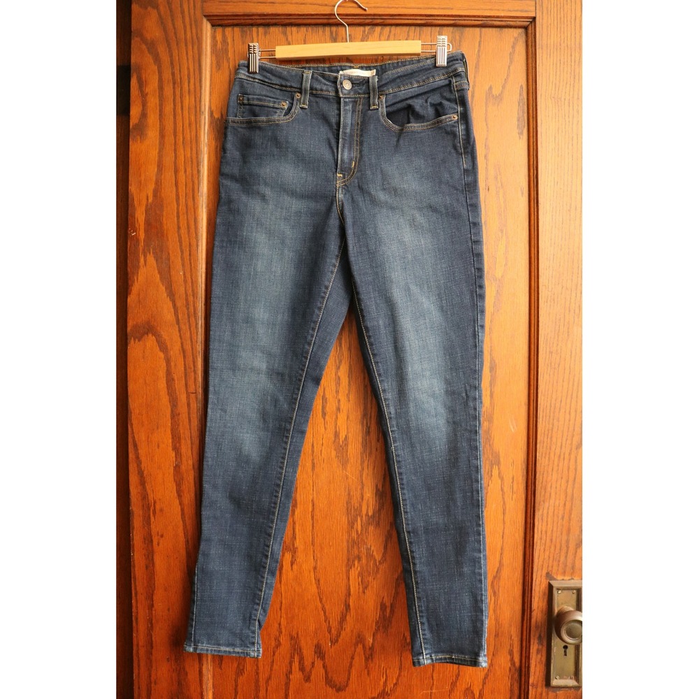 LEVI STRAUSS 721 Jeans Women 30 Blue High Rise Skinny Dark Wash Stretch Denim